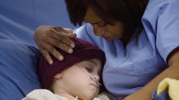 GREY'S ANATOMY - "Sweet Surrender" - Bailey comforts a dying girl as her father tries anything to save his terminal little girl, on "Grey's Anatomy," THURSDAY, APRIL 23 (9:00-10:02 p.m., ET) on the ABC Television Network. (ABC/RANDY HOLMES) MARY-CHARLES JONES, CHANDRA WILSON