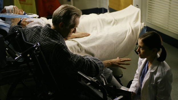 GREY'S ANATOMY - "Haunt You Every Day" - It's Halloween, and the day is full of surprises for the doctors of Seattle Grace - Alex receives an unexpected and welcome visit from his former patient, Ava/Rebecca, Meredith is convinced that her mother's ashes are haunting her, Cristina is snubbed by a surgeon she admires, and Callie announces George and Izzie's affair to their fellow doctors, on "Grey's Anatomy," THURSDAY, OCTOBER 25 (9:00-10:02 p.m., ET) on the ABC Television Network. (ABC/SCOTT GARFIELD)BHAMA ROGET, DAVID CLENNON, CHYLER LEIGH
