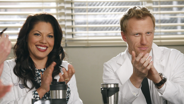 GREY'S ANATOMY - "If/Then" - As Meredith puts Zola to bed and falls asleep, she begins to wonder -- what if her mother had never had Alzheimer's and she'd had loving, supportive parents? The reverberations of a happy Meredith Grey change the world of Seattle Grace as we know it. What if she had never met Derek in that bar and he had never separated from Addison? What if Callie and Owen had become a couple long before she met Arizona? And what if Bailey never evolved from the meek intern she once was? "Grey's Anatomy" airs THURSDAY, FEBRUARY 2 (9:00-10:02 p.m., ET) on the ABC Television Network. (ABC/VIVIAN ZINK)SARA RAMIREZ, KEVIN MCKIDD