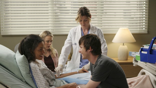 GREY'S ANATOMY - "Freedom" - On the two-hour season finale of "Grey's Anatomy," Meredith and Derek have one last shot at a successful outcome in their clinical trial, as the other surgeons work together to free a boy from a hardening block of cement. Meanwhile, Izzie helps Alex care for an ailing Rebecca, and Lexie discovers critical information about George's intern status, on "Grey's Anatomy," THURSDAY, MAY 22 (9:00-11:00 p.m., ET) on the ABC Television Network. (ABC/MICHAEL DESMOND)JURNEE SMOLLETT, KATHERYN MEISLE, ELLEN POMPEO, MARSHALL ALLMAN
