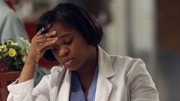 GREY'S ANATOMY - In the first hour of part two of the season finale of ABC's "Grey's Anatomy" -- "Deterioration of the Fight or Flight Response" -- Izzie and George attend to Denny as the pressure increases to find him a new heart, Cristina suddenly finds herself in charge of an ER, and Derek grapples with the realization that the life of a friend is in his hands. In the second hour, "Losing My Religion," Richard goes into interrogation mode about a patient's condition, Callie confronts George about his feelings for her, and Meredith and Derek meet about Doc. Part two of the season finale of "Grey's Anatomy" airs MONDAY, MAY 15 (9:00-11:00 p.m., ET) on the ABC Television Network. (ABC/SCOTT GARFIELD)CHANDRA WILSON