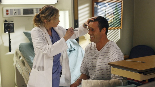 GREY'S ANATOMY - "Piece of My Heart" - Addison returns to Seattle Grace to perform an operation and is taken aback by all of the changes in her old co-workers' lives. Meanwhile Meredith and Derek's clinical trial has its first patient, and Rebecca/Ava returns with shocking news for Alex, on "Grey's Anatomy," THURSDAY, MAY 1 (9:00-10:01 p.m., ET) on the ABC Television Network. (ABC/SCOTT GARFIELD)ELLEN POMPEO, JASON O'MARA