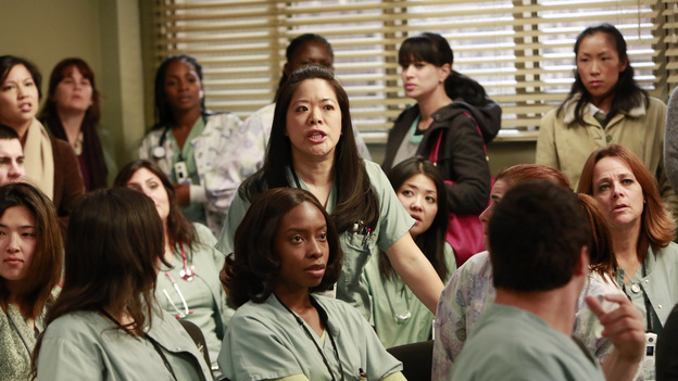 GREY'S ANATOMY - "Hard Bargain" - As the hospital spirals closer to financial ruin, Owen must make some tough decisions, which includes foregoing an expensive surgery that could save the life of a child. Meanwhile, Alex and Jo work together to save the life of an infant, and April asks Jackson for dating advice, on "Grey's Anatomy," THURSDAY, FEBRUARY 14 (9:00-10:02 p.m., ET) on the ABC Television Network. (ABC/RON TOM)TERESA HUANG