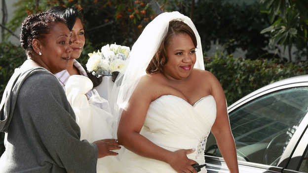 GREY'S ANATOMY - "Run Baby Run" - As the rest of the doctors prepare for Bailey's wedding, Richard helps her through a bout of pre-wedding jitters. Meanwhile, Lizzie butts heads with Meredith, and Callie and Jackson try to convince Derek to participate in a risky surgery that could fix his hand, on "Grey's Anatomy," THURSDAY, DECEMBER 13 (9:00-10:02 p.m., ET) on the ABC Television Network. (ABC/RON TOM)BIANCA TAYLOR, KELLI KIRKLAND (OBSCURED), CHANDRA WILSON