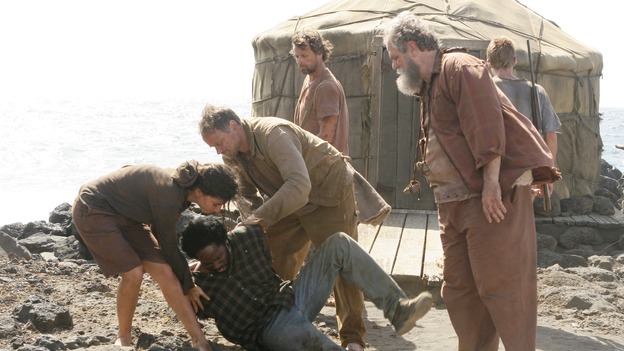 LOST -- "Three Minutes" - A determined Michael convinces Jack and several castaways to help him rescue Walt from "The Others." Meanwhile, Charlie struggles with Eko's decision to discontinue building the church, on "Lost," WEDNESDAY, MAY 17 (9:00-10:01 p.m., ET), on the ABC Television Network. (ABC/MARIO PEREZ)TANIA RAYMONDE, HAROLD PERRINEAU, MICHAEL BOWEN, M.C. GAINEY