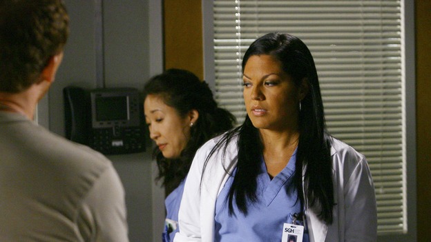 GREY'S ANATOMY - "Dream a Little Dream of Me" - On the two-hour season premiere of "Grey's Anatomy," Meredith and Derek learn that "happily ever after" isn't easy, a military doctor who brings in a trauma patient catches Cristina's eye, and the Chief and his staff reel at the news that Seattle Grace is no longer nationally ranked as a top-tier teaching hospital, on "Grey's Anatomy," THURSDAY, SEPTEMBER 25 (9:00-11:00 p.m., ET) on the ABC Television Network. (ABC/SCOTT GARFIELD)KEVIN McKIDD, SANDRA OH, SARA RAMIREZ