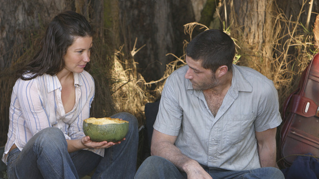 LOST - "The Greater Good" - Jack and Kate. After burying one of their own, tempers flare as the castaways' suspicions of each other grow, on "Lost,"&nbsp;THURSDAY, MAY 4 on the ABC&nbsp;Television Network. (ABC/MARIO PEREZ) EVANGELINE LILLY, MATTHEW FOX