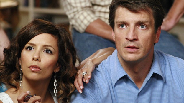 DESPERATE HOUSEWIVES - "The Game" - Gabrielle and Adam get flirty during the game. SUNDAY, OCTOBER 14 (9:00-10:01 p.m., ET) on the ABC Television Network. (ABC/RON TOM) EVA LONGORIA, NATHAN FILLION