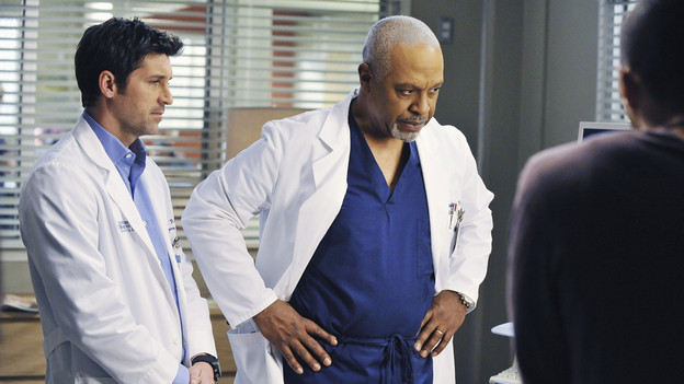 GREY'S ANATOMY - "Perfect Little Accident" - When famous surgeon Dr. Harper Avery is rushed to Seattle Grace-Mercy West, the staff is surprised to discover that one of their own is related to this legend, and his unorthodox request for his surgery causes tensions between Derek and Richard. Meanwhile Callie and Arizona try to help Teddy and Sloan move on from their pasts and find greener pastures, on "Grey's Anatomy," THURSDAY, MARCH 4 (9:00-10:01 p.m., ET) on the ABC Television Network. (ABC/ERIC MCCANDLESS)PATRICK DEMPSEY, JAMES PICKENS JR.