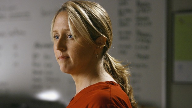 GREY'S ANATOMY - "Haunt You Every Day" - It's Halloween, and the day is full of surprises for the doctors of Seattle Grace - Alex receives an unexpected and welcome visit from his former patient, Ava/Rebecca, Meredith is convinced that her mother's ashes are haunting her, Cristina is snubbed by a surgeon she admires, and Callie announces George and Izzie's affair to their fellow doctors, on "Grey's Anatomy," THURSDAY, OCTOBER 25 (9:00-10:02 p.m., ET) on the ABC Television Network. (ABC/SCOTT GARFIELD)BROOKE SMITH