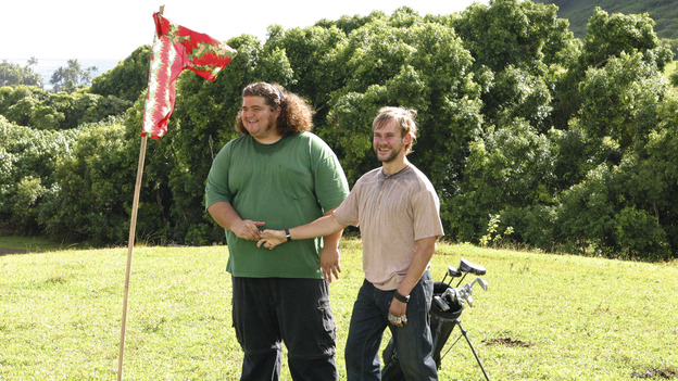 LOST - "Solitary" - Sayid's life is placed in grave danger after he stumbles upon the source of the mysterious French transmission. Meanwhile, Hurley has a ridiculous plan to make life on the island a little more civilized -- and it just might work -- on "Lost," WEDNESDAY, NOVEMBER 17 (8:00-9:00 p.m., ET), on the ABC Television Network. (ABC/MARIO PEREZ) JORGE GARCIA, DOMINIC MONAGHAN