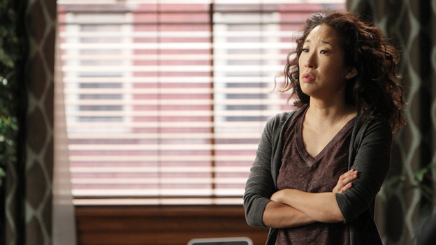 GREY'S ANATOMY - "Support System" - A devastated Cristina presses Owen to confess the intimate details of his affair; Mark takes his new authority very seriously when he steps in as chief for the day and butts heads with Richard over a patient's liver transplant; and Callie deems Meredith ready for the boards, while the rest of the residents continue to stress about the exam. Meanwhile, Callie, Arizona and Bailey plan a much needed ladies night for Teddy, on "Grey's Anatomy," THURSDAY, APRIL 12 (10:01-11:00 p.m., ET) on the ABC Television Network. (ABC/ADAM LARKEY)SANDRA OH