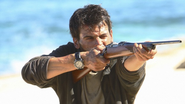 LOST -  "This Place is Death" - Robert, one of the members of Danielle Rousseau's science team, draws his gun, unaware of the danger that lies ahead for them on the island, on "Lost," WEDNESDAY, FEBRUARY 11 (9:00-10:02 p.m., ET) on the ABC Television Network.  (ABC/MARIO PEREZ) GUILLAME DABINPONS