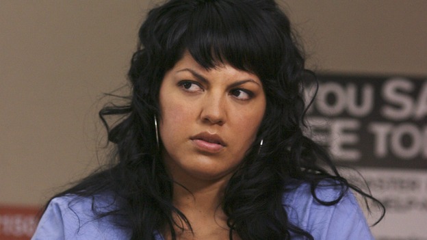 GREY'S ANATOMY - In the first hour of part two of the season finale of ABC's "Grey's Anatomy" -- "Deterioration of the Fight or Flight Response" -- Izzie and George attend to Denny as the pressure increases to find him a new heart, Cristina suddenly finds herself in charge of an ER, and Derek grapples with the realization that the life of a friend is in his hands. In the second hour, "Losing My Religion," Richard goes into interrogation mode about a patient's condition, Callie confronts George about his feelings for her, and Meredith and Derek meet about Doc. Part two of the season finale of "Grey's Anatomy" airs MONDAY, MAY 15 (9:00-11:00 p.m., ET) on the ABC Television Network. (ABC/SCOTT GARFIELD)SARA RAMIREZ
