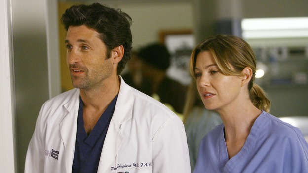 GREY'S ANATOMY - "Dream a Little Dream of Me" - On the two-hour season premiere of "Grey's Anatomy," Meredith and Derek learn that "happily ever after" isn't easy, a military doctor who brings in a trauma patient catches Cristina's eye, and the Chief and his staff reel at the news that Seattle Grace is no longer nationally ranked as a top-tier teaching hospital, on "Grey's Anatomy," THURSDAY, SEPTEMBER 25 (9:00-11:00 p.m., ET) on the ABC Television Network. (ABC/SCOTT GARFIELD)PATRICK DEMPSEY, ELLEN POMPEO