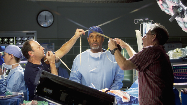 GREY'S ANATOMY - "Hope for the Hopeless" - Richard performs his 10,000th surgery on a pair of bickering sisters (Nia Vardalos and Peri Gilpin) who come into the hospital for a liver transplant; Derek and Lexie take on a neuroblastoma case that has been previously deemed inoperable; Teddy and Cristina cross the line when they go against Owen's orders and try to steal a case from Alex and Dr. McQueen; Ellis Grey's shadow looms as Meredith searches for a specialty; meanwhile Adele is brought into the hospital after she is found wandering the streets, on Grey's Anatomy, THURSDAY, JANUARY 19 (9:00-10:02 p.m., ET) on the ABC Television Network. (ABC/RANDY HOLMES)ELLEN POMPEO, JAMES PICKENS JR.