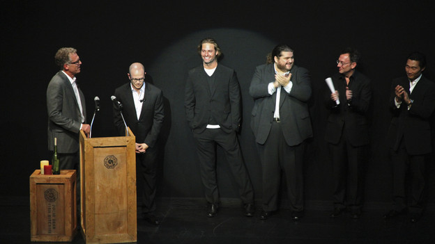 LOST LIVE: THE FINAL CELEBRATION - Oscar&reg;-winning composer Michael Giacchino conducted a live orchestral performance, featuring the iconic music of "Lost," at UCLA's Royce Hall on Thursday, May 13, to celebrate the upcoming series finale. The concert also featured appearances by LOST executive producers and cast members, in addition to, a special preview of the penultimate episode screened immediately after the concert.  (ABC/ADAM LARKEY)CARLTON CUSE, DAMON LINDELOF, JOSH HOLLOWAY, JORGE GARCIA, MICHAEL EMERSON, DANIEL DAE KIM