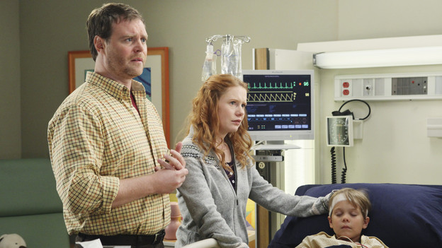 GREY'S ANATOMY - "Holidaze" -- As Thanksgiving, Christmas and New Year's pass, Miranda is visited by her father, William, who disapproves of her choices in life; meanwhile, Mark and Lexie must cope with the shocking arrival of a woman from his past, and Thatcher Grey questions the Chief's recent behavior as Meredith comes to his defense, on "Grey's Anatomy," THURSDAY, NOVEMBER 19 (9:00-10:01 p.m., ET) on the ABC Television Network. (ABC/DANNY FELD)MATT WHEELER, HILLARY TUCK, JOSHUA KAI