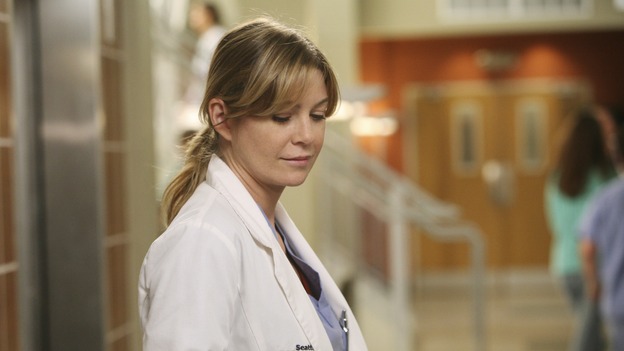 GREY'S ANATOMY - "Here Comes the Flood" - A plumbing leak becomes a deluge and wreaks havoc at Seattle Grace, as the Chief attempts to implement new teaching policies and George tries to retake his residency exam; meanwhile Derek hopes to move the roommates out of Meredith's house, to their surprise, on "Grey's Anatomy," THURSDAY, OCTOBER 9 (9:00-10:01 p.m., ET) on the ABC Television Network. (ABC/DANNY FELD)ELLEN POMPEO