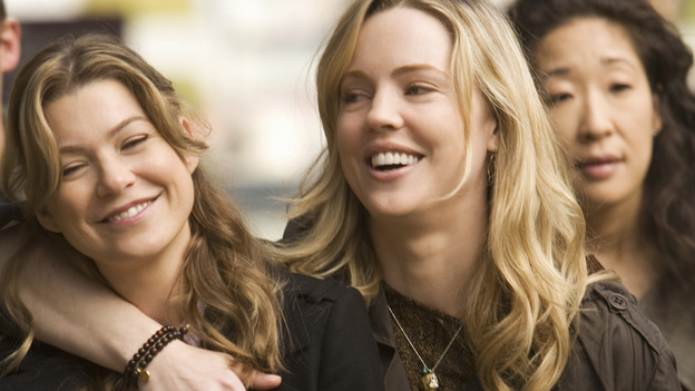 GREY'S ANATOMY - "These Ties That Bind" - Meredith heads in to work with her old friend, Sadie Harris, on "Grey's Anatomy," THURSDAY, NOVEMBER 13 (9:00-10:01 p.m., ET) on the ABC Television Network. (ABC/RANDY HOLMES) ELLEN POMPEO, MELISSA GEORGE, SANDRA OH