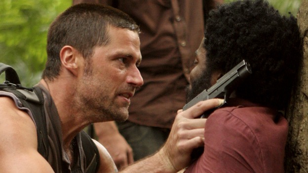 LOST -- "Live Together, Die Alone" - After discovering something odd just offshore, Jack and Sayid come up with a plan to confront "The Others" and hopefully get Walt back. Meanwhile, Eko and Locke come to blows as Locke makes a potentially cataclysmic decision regarding the "button" and the hatch, on the season finale of "Lost," WEDNESDAY, MAY 24 (9:00-11:00 p.m., ET), on the ABC Television Network. (ABC/MARIO PEREZ)EVANGELINE LILY, MATTHEW FOX, JOSH HOLLOWAY, HAROLD PERRINEAU