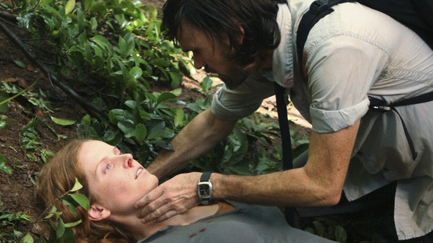 LOST -  "This Place is Death" - Charlotte dies in Faraday's arms as she succumbs to the affects of the island's time flashes, on "Lost," WEDNESDAY, FEBRUARY 11 (9:00-10:02 p.m., ET) on the ABC Television Network.  (ABC/MARIO PEREZ) REBECCA MADER, JEREMY DAVIES