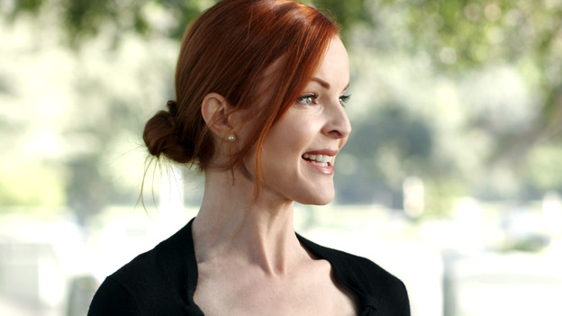 DESPERATE HOUSEWIVES - "They Asked Me Why I Believe in You" -- Susan's longtime book agent and dear friend, Lonny Moon (guest star Wallace Shawn), gets into financial trouble; Lynette is forced to go out to bars night after night with her man-hungry boss, Nina (guest star Joely Fisher); Bree re-buries Rex amid police suspicions, and Gaby hires hotshot lawyer David Bradley (guest star Adrian Pasdar) to defend Carlos, on Desperate Housewives," SUNDAY, OCTOBER 23 (9:00-10:01 p.m., ET) on the ABC Television Network. (ABC/RON TOM)MARCIA CROSS