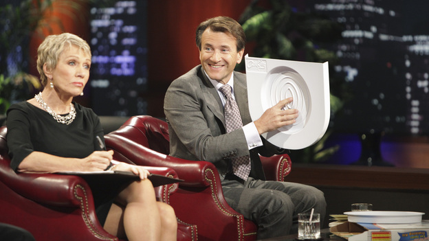 SHARK TANK - "Episode 208" -- A woman from Yardley, Pennsylvania could help cat lovers everywhere if the Sharks invest in her toilet training kit for cats, and the Sharks fight each other for a piece of a multi-million dollar company owned by a pharmacist from Palm Beach Gardens, Florida, who has invented a shoe with interchangeable tops. Also in this episode, an entrepreneur from Chicago is hoping to reposition her once successful designer line of maternity t-shirts; and an artist originally from Mexico City (now living in Chicago) and eager to make his American dream come true hopes the Sharks will want to invest in his line of extravagant yet affordable jewelry. In addition there will be a follow up from Season 1 on the father and son team behind Voyage Air Guitar and what happened to their business after turning down the Sharks' $1 million dollar offer, on the Season Finale of "Shark Tank," FRIDAY, MAY 13 (8:00-9:00 p.m., ET) on the ABC Television Network. (ABC/ADAM TAYLOR)BARBARA CORCORAN, ROBERT HERJAVEC