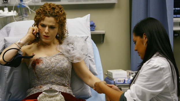 GREY'S ANATOMY - "Dream a Little Dream of Me" - Callie takes care of one of three injured women while she tries to contact her husband, on "Grey's Anatomy," THURSDAY, SEPTEMBER 25 (9:00-11:00 p.m., ET) on the ABC Television Network. (ABC/SCOTT GARFIELD) BERNADETTE PETERS, SARA RAMIREZ