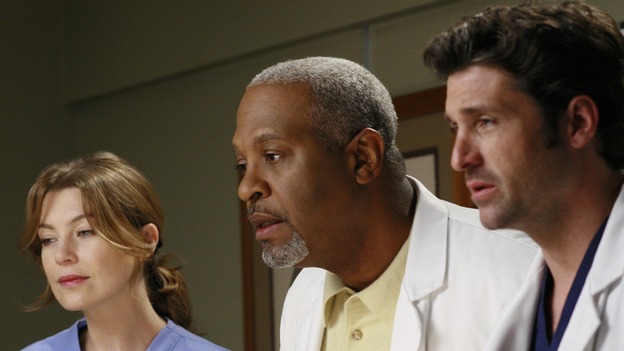 GREY'S ANATOMY - "Kung Fu Fighting" - With his marriage in turmoil, the Chief turns to his fellow male surgeons for a "gentleman's evening," Cristina and Izzie heatedly compete for the same surgeries and the favor of the doctor performing them, Meredith treats the survivor of a skydiving accident, and the doctors treat two injured finalists who are competing in a promotional competition, on "Grey's Anatomy," THURSDAY, NOVEMBER 1 (9:00-10:07 p.m., ET) on the ABC Television Network. (ABC/RON TOM)ELLEN POMPEO, JAMES PICKENS, JR., PATRICK DEMPSEY