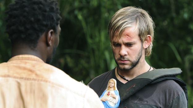 LOST - "The 23rd Psalm" - Mr. Eko interrogates Charlie about the Virgin Mary statue, Claire begins to lose faith in Charlie when she discovers his secret, and Jack is an interested observer when Kate gives the recovering Sawyer a much-needed haircut, on "Lost," WEDNESDAY, JANUARY 11 (9:00-10:00 p.m., ET), on the ABC Television Network. (ABC/MARIO PEREZ) ADEWALE AKINNUOYE-AGBAJE, DOMINIC MONAGHAN
