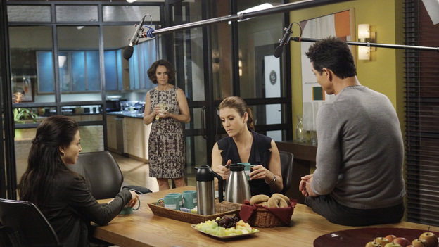 PRIVATE PRACTICE - "Andromeda" - Sam tries to take care of his sister, Corinne, but her mental condition makes that nearly impossible; Sheldon learns that Amelia has life-changing news; the flirtation between Addison and Jake continues, and Cooper rejects Charlotte's suggestion to seek outside help with Erica's care, on "Private Practice," THURSDAY FEBRUARY 23 (10:01-11:00 p.m., ET) on the ABC Television Network.  (ABC/KELSEY MCNEAL)CATERINA SCORSONE, AMY BRENNEMAN, KATE WALSH, BENJAMIN BRATT