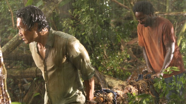LOST - "Abandoned" - Sawyer's wound becomes life-threatening as he, Michael and Jin make their way through the interior of the island with the tail section survivors. Meanwhile, Shannon is once again haunted by visions of Walt, and Charlie becomes jealous of Locke's interest in Claire, on "Lost," WEDNESDAY, OCTOBER 26 (9:00-10:00 p.m., ET), on the ABC Television Network. (ABC/MARIO PEREZ)DANIEL DAE KIM, HAROLD PERRINEAU