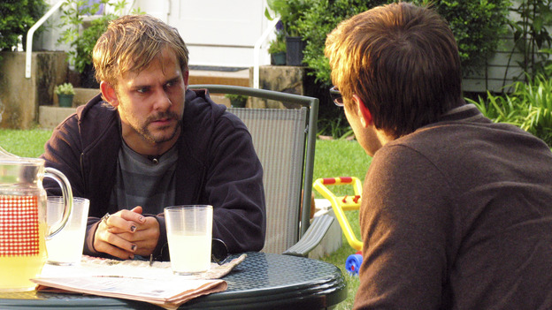LOST - "The Moth" - Charlie begins a painful journey of withdrawal from drugs, surprisingly aided by Locke, whose true motive for helping Charlie is a mystery. Meanwhile, survivors struggle to find and free Jack when he's buried alive in a cave collapse, and someone might be secretly thwarting Sayid, Kate, and Boone when they enact a plan to find the source of the French transmission, on "Lost," WEDNESDAY, NOVEMBER 3 (8:00-9:00 p.m., ET), on the ABC Television Network. (ABC/MARIO PEREZ) DOMINIC MONAGHAN, NEIL HOPKINS