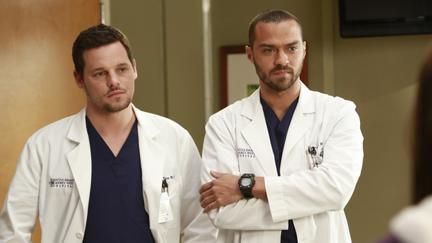 GREY'S ANATOMY - "The Face of Change" - Competition heats up as several of the doctors fight to become the new face of Seattle Grace; April brings in an emergency case, and Jackson and Alex work with a transgender teen couple. Meanwhile, the hospital implements new policies which test the patience of the staff, on "Grey's Anatomy," THURSDAY, FEBURARY 7 (9:00-10:02 p.m., ET) on the ABC Television Network. (ABC/RON TOM)JUSTIN CHAMBERS, JESSE WILLIAMS