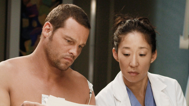 GREY'S ANATOMY - "She's Gone" - In the second hour, "She's Gone" (10:00-11:00 p.m.), news of Meredith and Derek's unsteady relationship raises a red flag for Zola's adoption counselor; Alex quickly realizes that he has become the outcast of the group after ratting out Meredith; and Cristina makes a tough decision regarding her unexpected pregnancy. Also, Chief Webber brings Henry in for a last minute surgery, alarming Teddy. "Grey's Anatomy" returns for its eighth season with a two-hour event THURSDAY, SEPTEMBER 22 (9:00-11:00 p.m., ET) on the ABC Television Network. (ABC/RON TOM)JUSTIN CHAMBERS, SANDRA OH