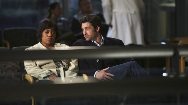 GREY'S ANATOMY - "Forever Young" - The ER is filled with teenagers after a schoolbus crash, Bailey treats a patient who was her high school crush, Derek goes out on a date with a fellow doctor, and Thatcher enters the ER looking for Meredith, on "Grey's Anatomy," THURSDAY, NOVEMBER 15 (9:00-10:02 p.m., ET) on the ABC Television Network. (ABC/RICHARD CARTWRIGHT)CHANDRA WILSON, PATRICK DEMPSEY