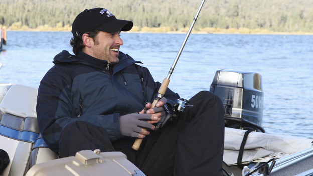 GREY'S ANATOMY - "Adrift and at Peace" - Despite Meredith's objections to the idea, a concerned Derek takes Cristina on a fishing trip in order to get away from it all, while Teddy, feeling directionless without Cristina, directs all of her efforts and compassion towards a dying patient (played by Scott Foley) who lacks the proper insurance to seek medical treatment, on "Grey's Anatomy," THURS., DECEMBER 2 (9:00-10:01 p.m., ET) on the ABC Television Network. (ABC/DANNY FELD)PATRICK DEMPSEY
