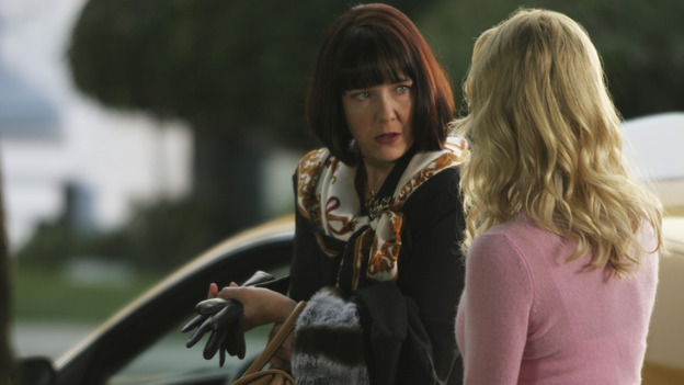 DESPERATE HOUSEWIVES - "Move On" - Edie organizes a neighborhood search for the missing Mrs. Huber, just as the absent busybody's sister (guest star Harriet Sansom Harris) arrives on Wisteria Lane. Meanwhile, Bree resigns herself to her marital state and asks an attractive pharmacist (Tony Award-winning actor Roger Bart) on a date; Susan's ex, Karl (guest star Richard Burgi), suddenly reappears in her life; Lynette fears that Tom is attracted to the new nanny (guest star Marla Sokoloff); and Gabrielle sinks to new depths - she gets a job -- on "Desperate Housewives," SUNDAY, JANUARY 9 (9:00-10:00 p.m., ET), on the ABC Television Network. (ABC/SCOTT GARFIELD)HARRIET SANSOM HARRIS, NICOLLETTE SHERIDAN