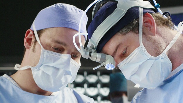 GREY'S ANATOMY - "Scars and Souvenirs" - The race for chief heats up after a new competitor enters the fray, tensions escalate between Izzie and George, and Callie must reveal a big secret. Meanwhile, Derek treats a patient near and dear to him, while Alex continues his work with Jane Doe, on "Grey's Anatomy," THURSDAY, MARCH 15 (9:00-10:01 p.m., ET) on the ABC Television Network. (ABC/RON TOM)JUSTIN CHAMBERS, ELIZABETH REASER, ERIC DANE