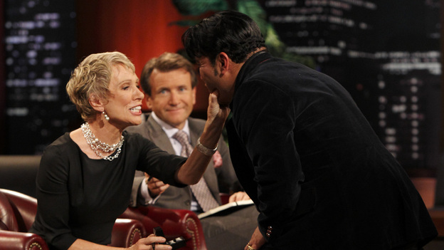 SHARK TANK - "Episode 208" -- A woman from Yardley, Pennsylvania could help cat lovers everywhere if the Sharks invest in her toilet training kit for cats, and the Sharks fight each other for a piece of a multi-million dollar company owned by a pharmacist from Palm Beach Gardens, Florida, who has invented a shoe with interchangeable tops. Also in this episode, an entrepreneur from Chicago is hoping to reposition her once successful designer line of maternity t-shirts; and an artist originally from Mexico City (now living in Chicago) and eager to make his American dream come true hopes the Sharks will want to invest in his line of extravagant yet affordable jewelry. In addition there will be a follow up from Season 1 on the father and son team behind Voyage Air Guitar and what happened to their business after turning down the Sharks' $1 million dollar offer, on the Season Finale of "Shark Tank," FRIDAY, MAY 13 (8:00-9:00 p.m., ET) on the ABC Television Network. (ABC/CRAIG SJODIN)BARBARA CORCORAN, ALDO ORTA (ALDO ORTA JEWELRY), ROBERT HERJAVEC
